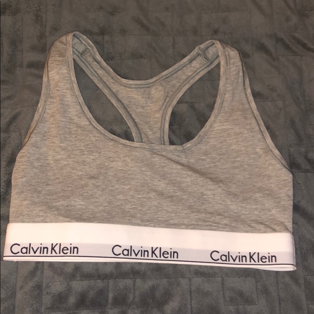 Calvin Klein Branded Gray Sports Bra